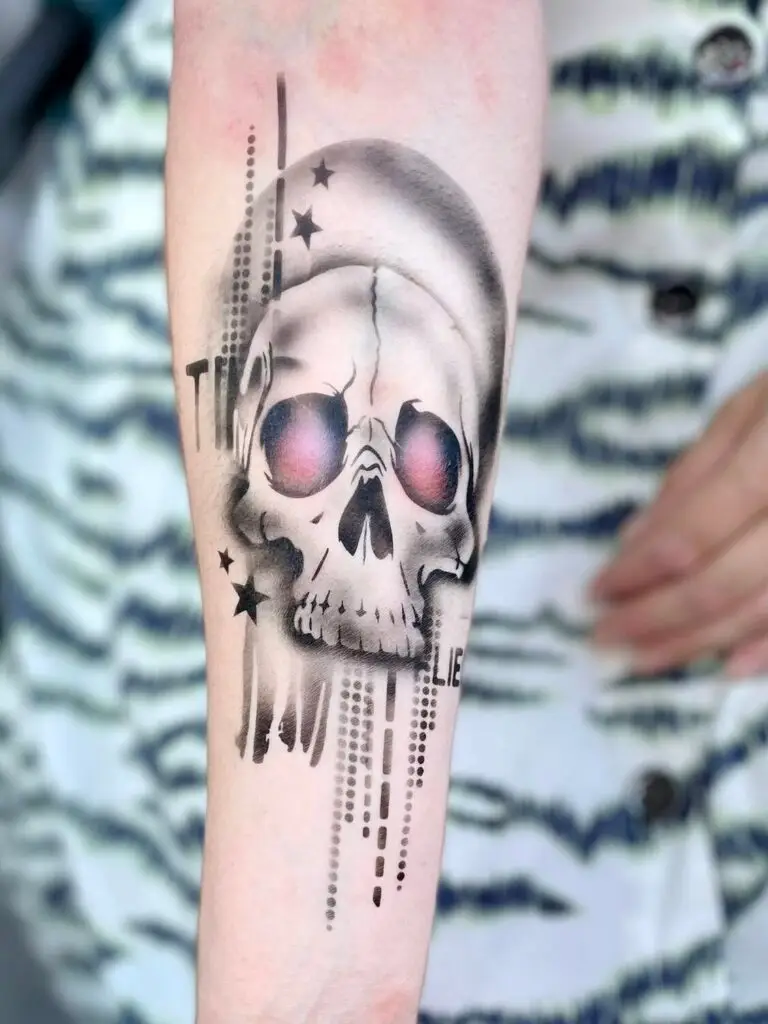skull airbrush tattoo at london corporate event