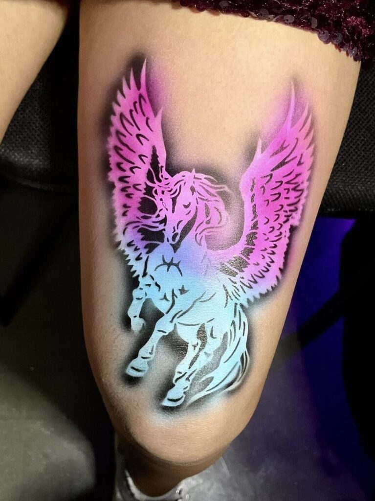 unicorn airbrush tattoo at a London bar mitzvah